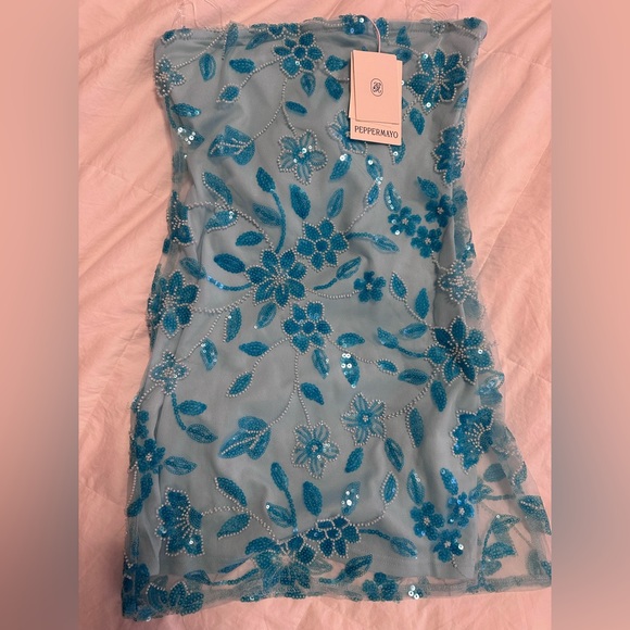 Peppermayo Blue beaded mini Dress - Picture 3 of 8